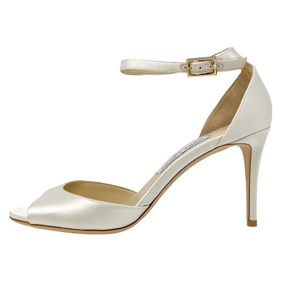 Jimmy Choo Shoes - Jimmy Choo Annie 85 Ivory Satin Ankle Strap Heels EU 39.5 Wedding